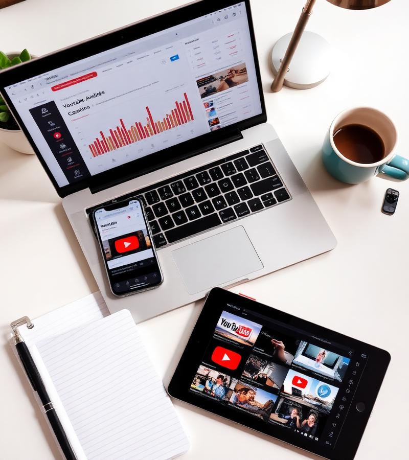 YouTube channel management workspace with analytics